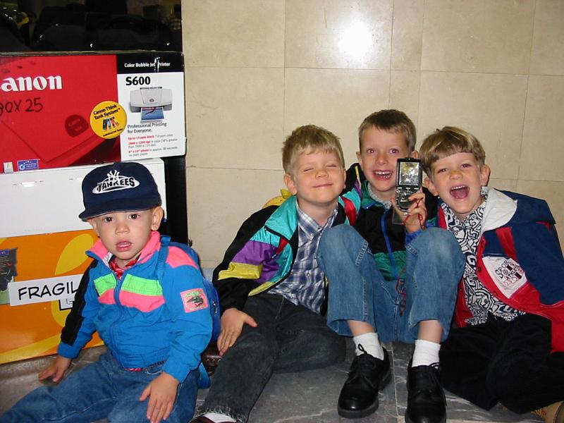 0-10.JPG - Dad and the boys were the first to travel to Mexico. Here are the boys at the Tijuana airport waiting for our flight. Note: They didn't have much seating areas at the time, so we made do with the floor.