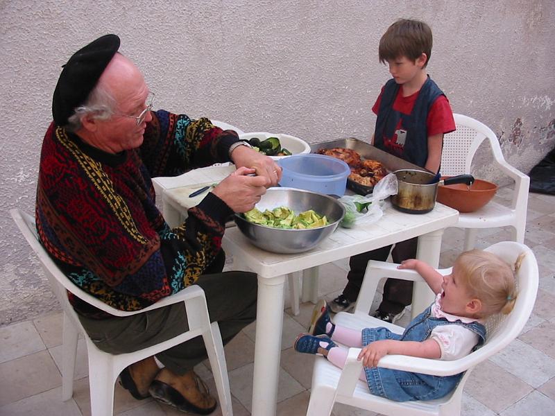 2-14.JPG - Watching Uncle John make guacamole for one of our Sunday barbeques.