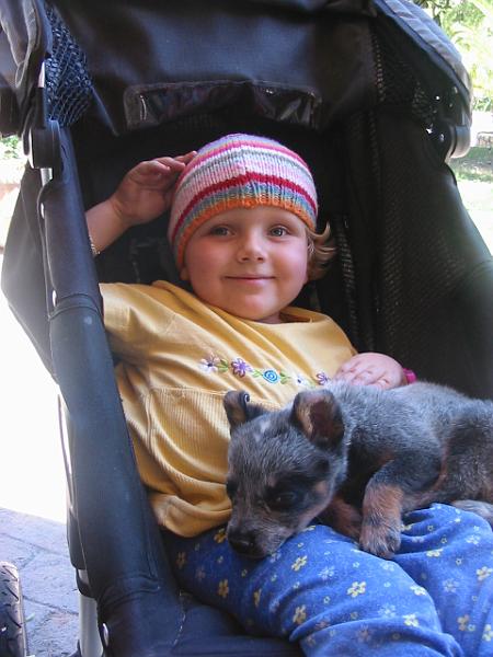 5-07.JPG - Kika with our new dog, Pockets--an Australian cattle dog.